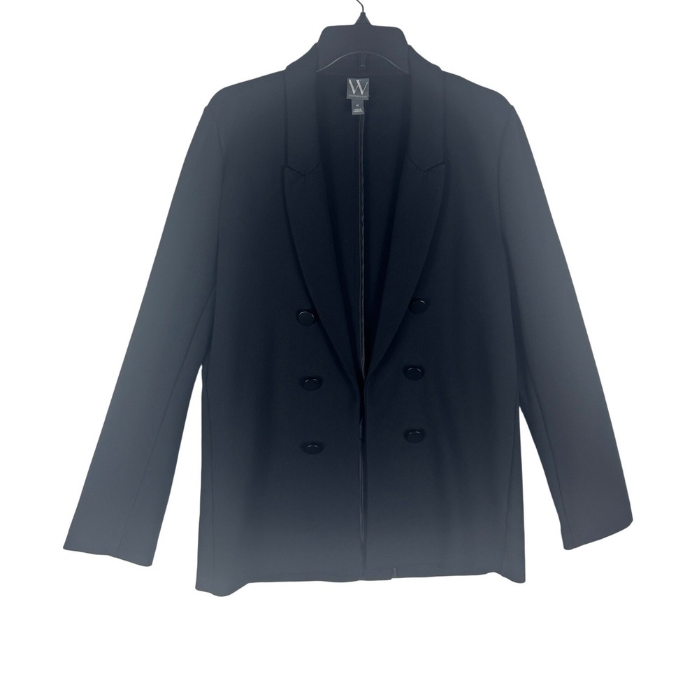 Worthington Womens Black Ultra Stretch Ponte Double Breasted Blazer Size M NEW